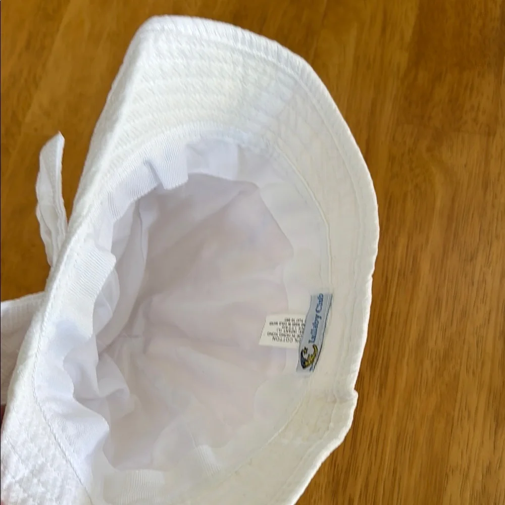 Vintage NWT White Kids Sun Hat with Bow Girl Infant Large Measurements in pics
